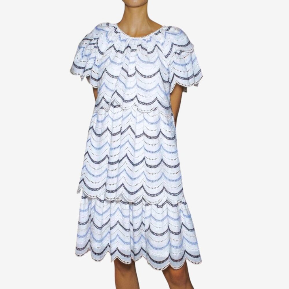 Luisa Beccaria Tiered Scalloped Dress IT 42 US 6 NWOT Milan Fashion Week